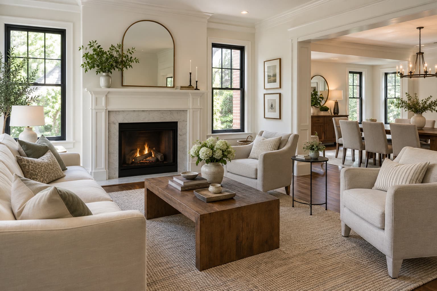 An immaculate, lived-in living room in a home iQ cleans